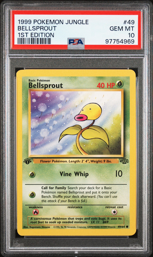 Bellsprout # 49 1st Edition PSA 10 1999 Jungle Pokemon TCG