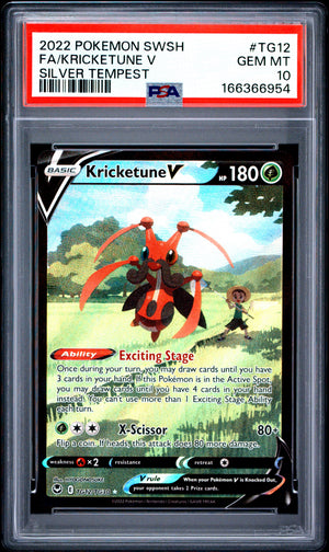 Kricketune V #TG12 PSA 10 Full Art Sword & Shield Silver Tempest English Pokemon TCG