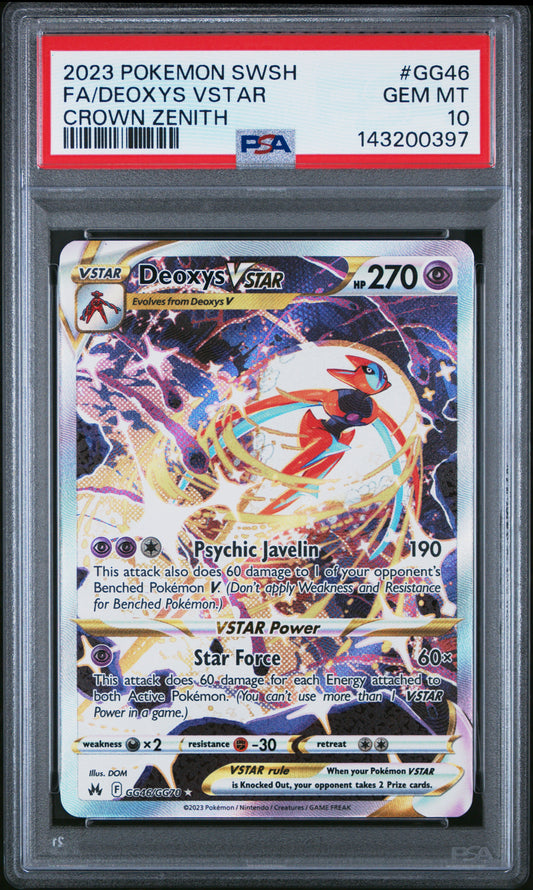 2023 POKEMON SWORD AND SHIELD CROWN ZENITH #GG46 FA/DEOXYS VSTAR - PSA GEM MT 10