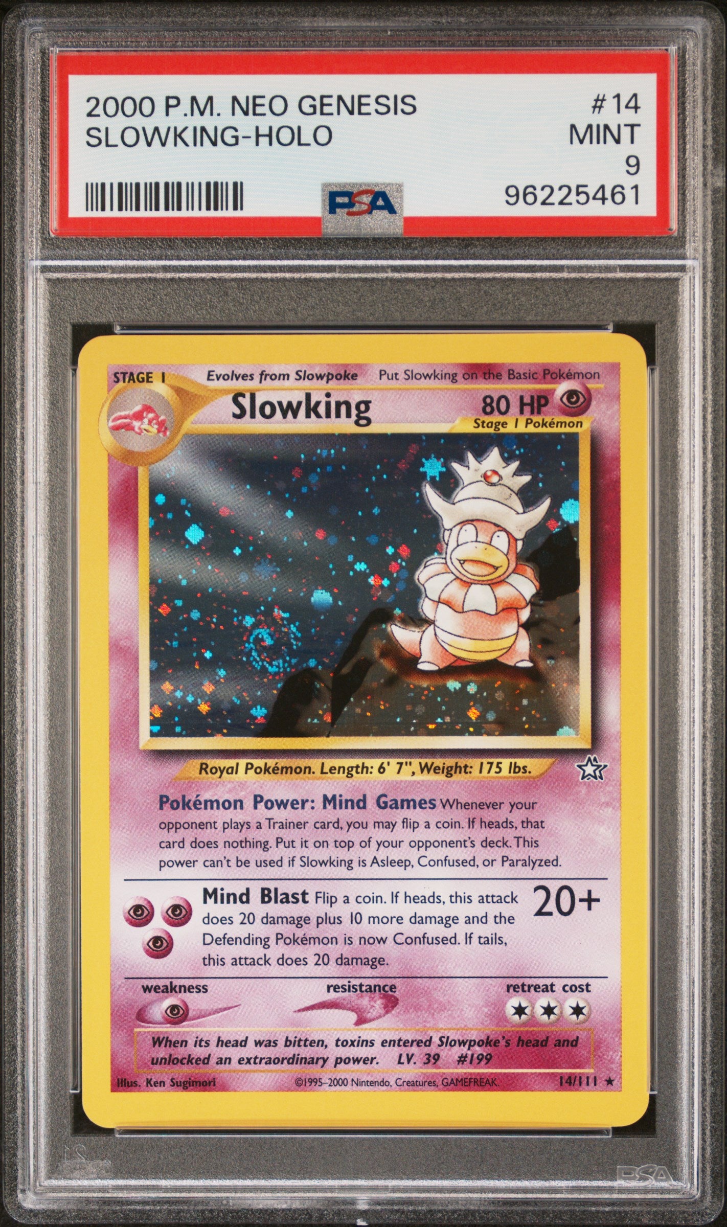 2000 POKEMON NEO GENESIS #14 SLOWKING-HOLO - PSA MINT 9