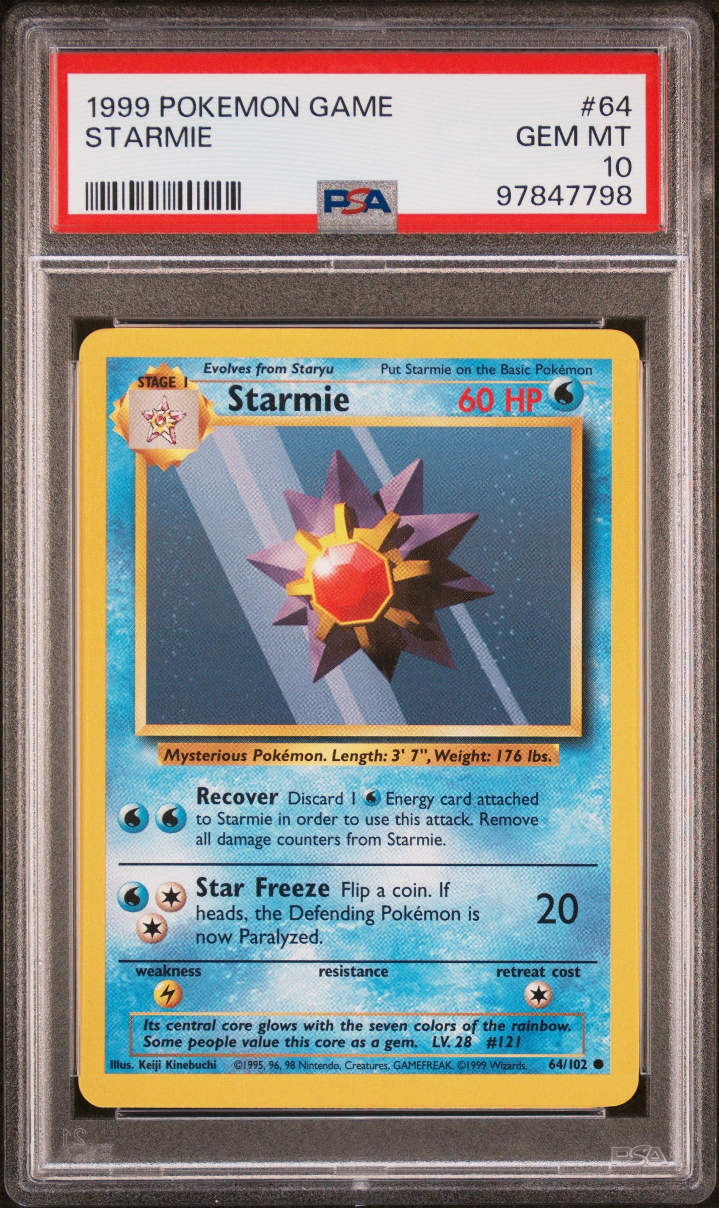 1999 POKEMON GAME #64 STARMIE - PSA GEM MT 10