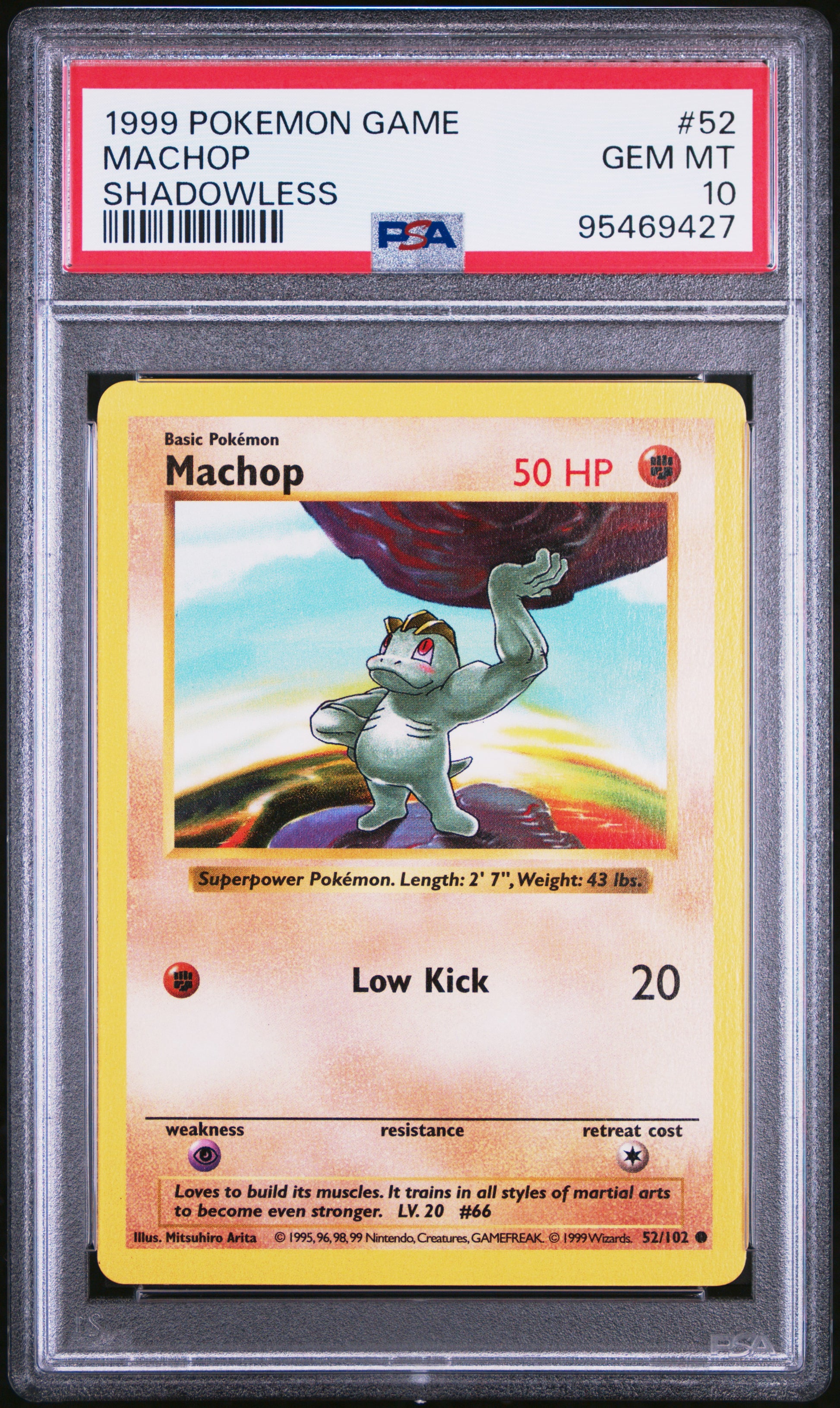 1999 POKEMON GAME #52 MACHOP - PSA GEM MT 10