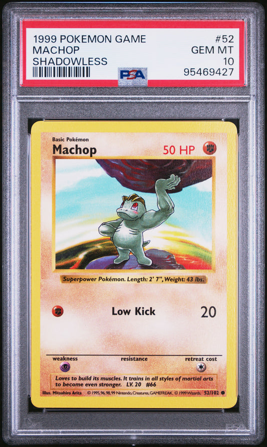1999 POKEMON GAME #52 MACHOP - PSA GEM MT 10