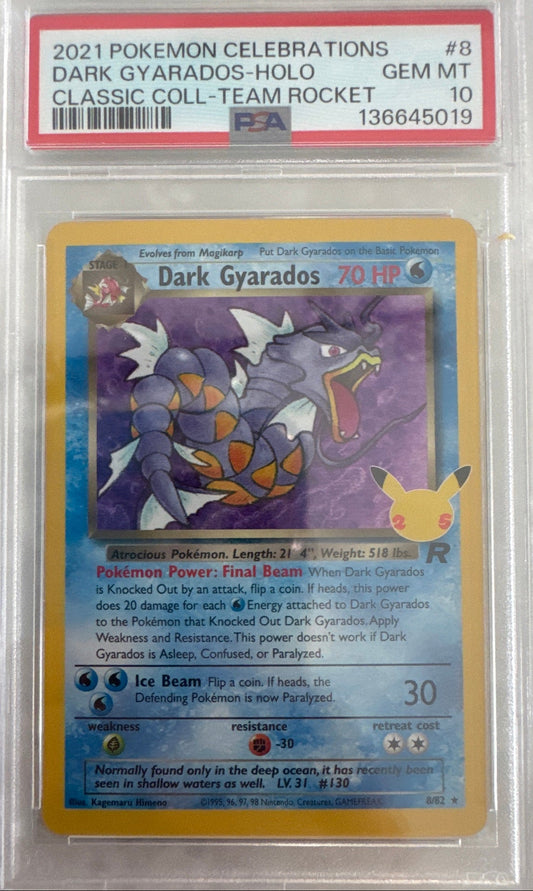 Dark Gyarados  8/82 PSA 10 Gem Mint Celebrations Classic Collection