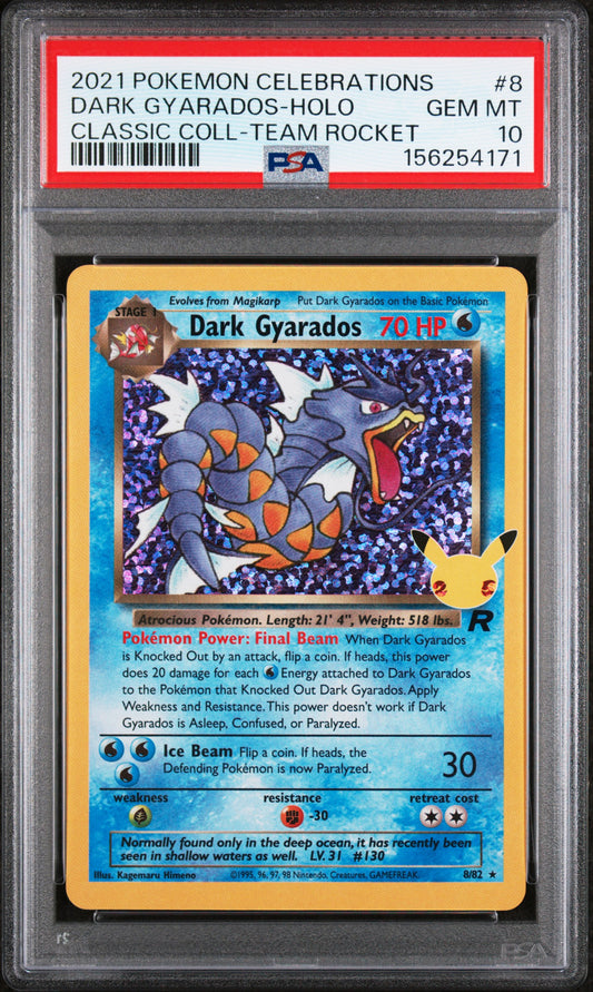 2021 POKEMON CELEBRATIONS CLASSIC COLLECTION #8 DARK GYARADOS-HOLO - PSA GEM MT 10