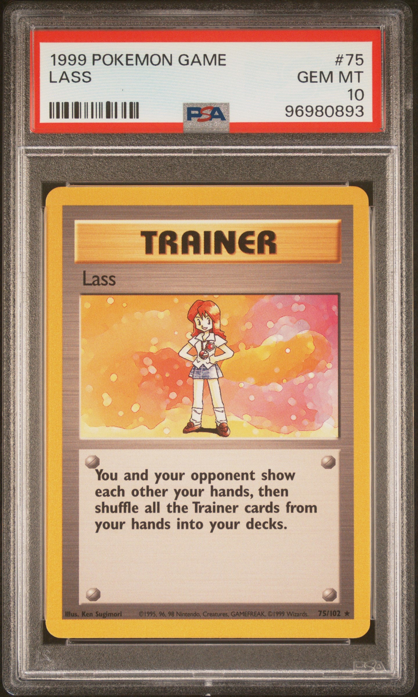 1999 POKEMON GAME #75 LASS - PSA GEM MT 10