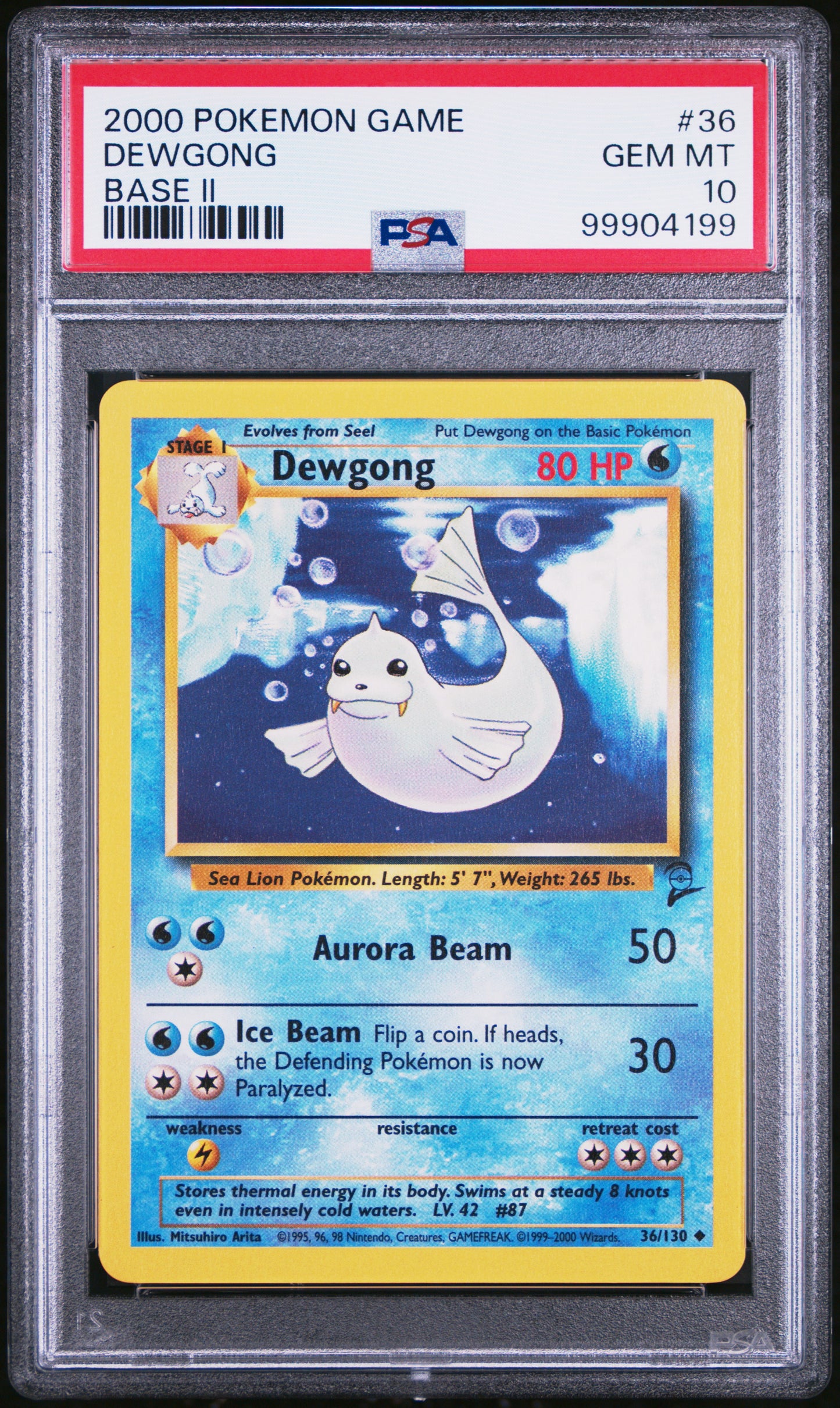 2000 POKEMON GAME BASE II #36 DEWGONG - PSA GEM MT 10