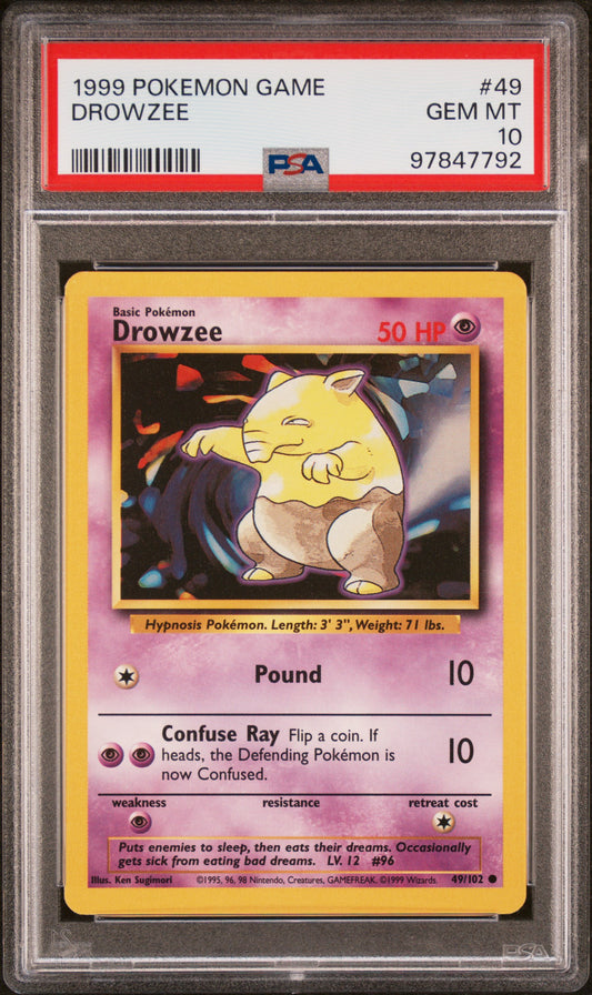 1999 POKEMON GAME #49 DROWZEE - PSA GEM MT 10