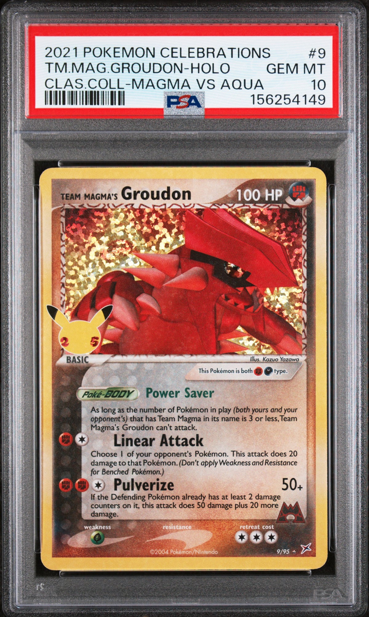 2021 POKEMON CELEBRATIONS CLASSIC COLLECTION #9 TM.MAG.GROUDON-HOLO - PSA GEM MT 10