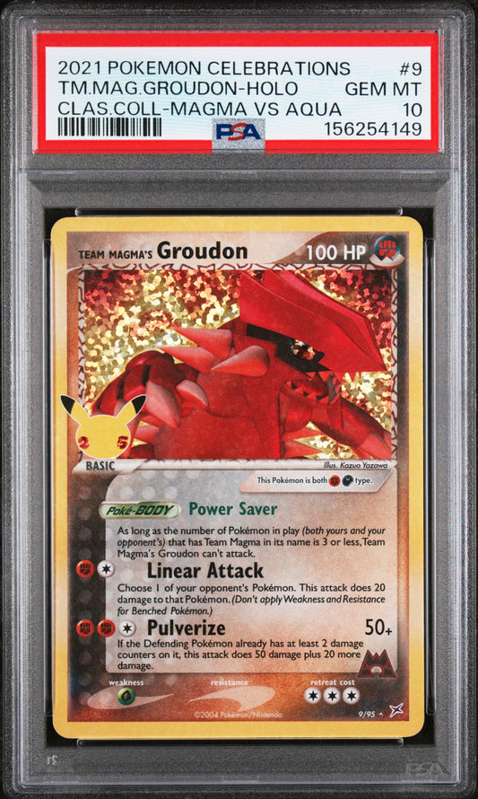 2021 POKEMON CELEBRATIONS CLASSIC COLLECTION #9 TM.MAG.GROUDON-HOLO - PSA GEM MT 10