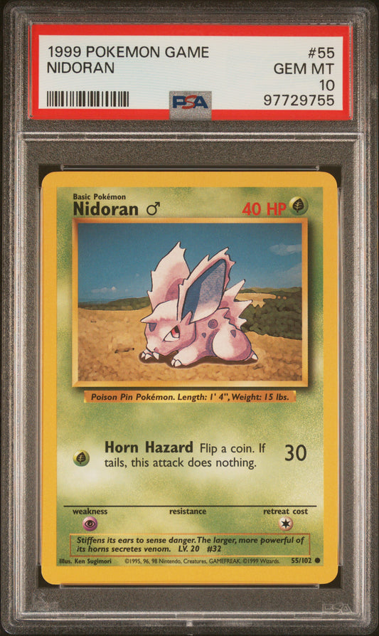 1999 POKEMON GAME #55 NIDORAN - PSA GEM MT 10