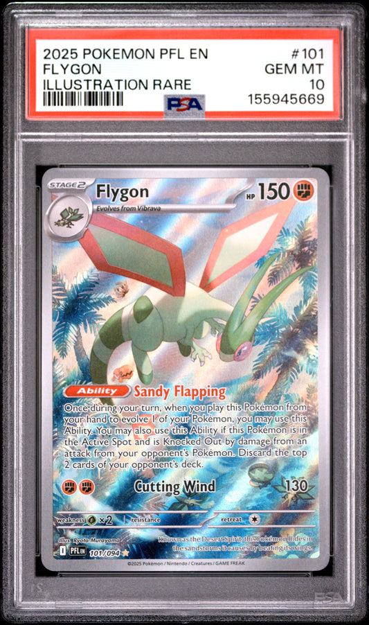 2025 POKEMON PFL EN-PHANTASMAL FLAMES #101 FLYGON - PSA GEM MT 10