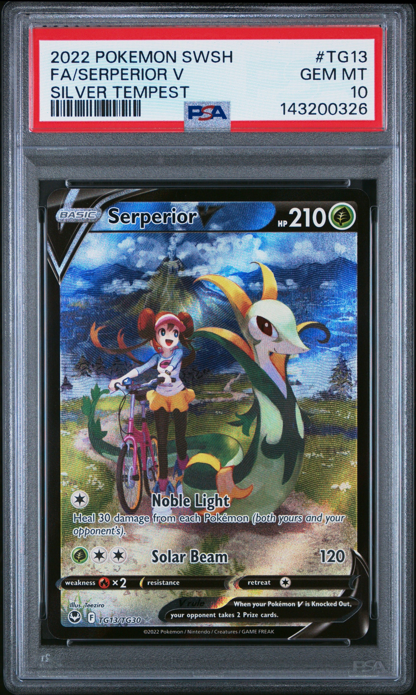 2022 POKEMON SWORD & SHIELD SILVER TEMPEST #TG13 FA/SERPERIOR V - PSA GEM MT 10