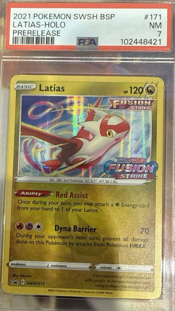 2021 Pokemon SWSH171 Prerelease Latias Holo PSA 7