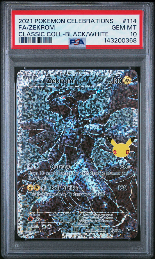 2021 POKEMON CELEBRATIONS CLASSIC COLLECTION #114 FA/ZEKROM - PSA GEM MT 10