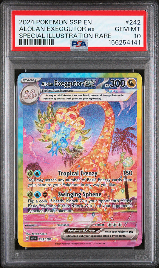 2024 POKEMON SSP EN-SURGING SPARKS #242 ALOLAN EXEGGUTOR ex - PSA GEM MT 10