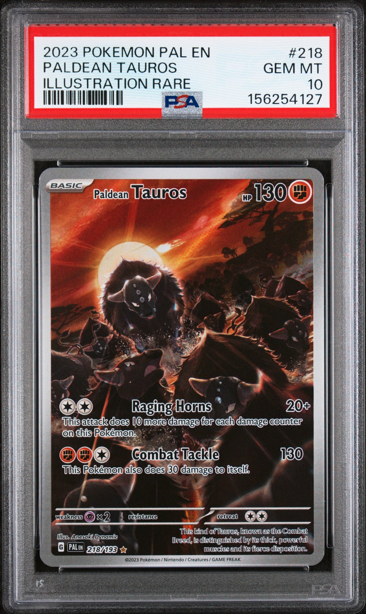 2023 POKEMON PAL EN-PALDEA EVOLVED #218 PALDEAN TAUROS - PSA GEM MT 10