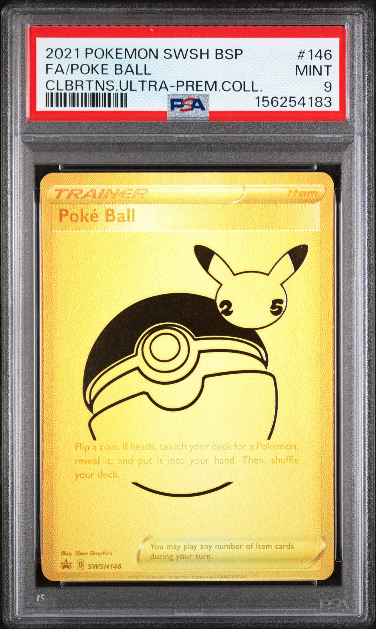 2021 POKEMON SWSH BLACK STAR PROMO #146 FA/POKE BALL - PSA MINT 9