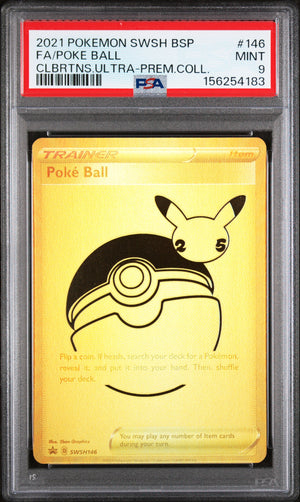 POKE BALL #146 PSA 9 Full Art SWSH BLACK STAR PROMO 25th Celebrations Ultra Premium Collection  English Pokemon TCG