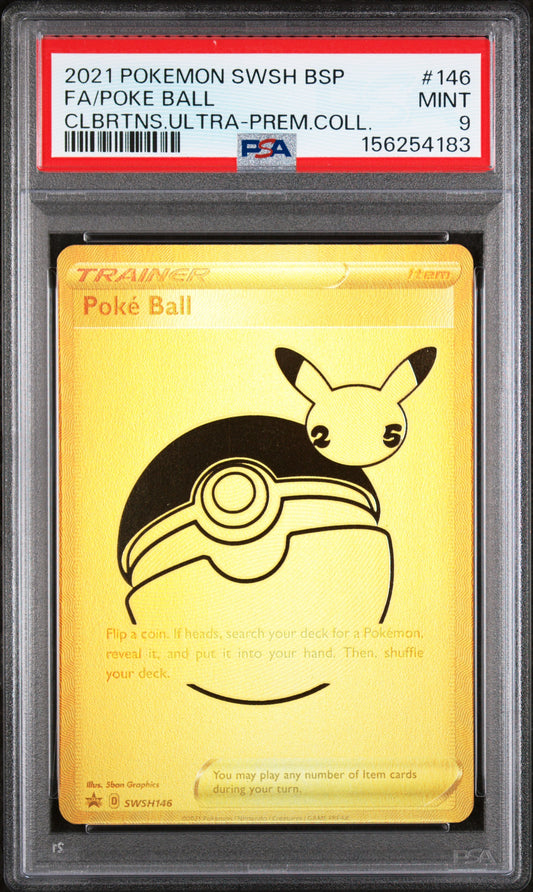 2021 POKEMON SWSH BLACK STAR PROMO #146 FA/POKE BALL - PSA MINT 9