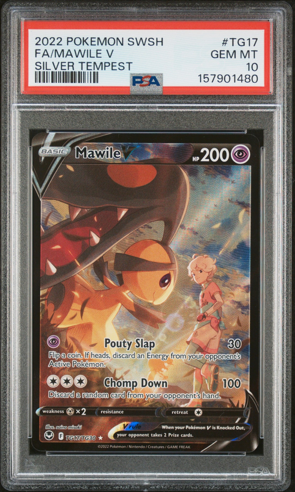 2022 POKEMON SWORD & SHIELD SILVER TEMPEST #TG17 FA/MAWILE V - PSA GEM MT 10